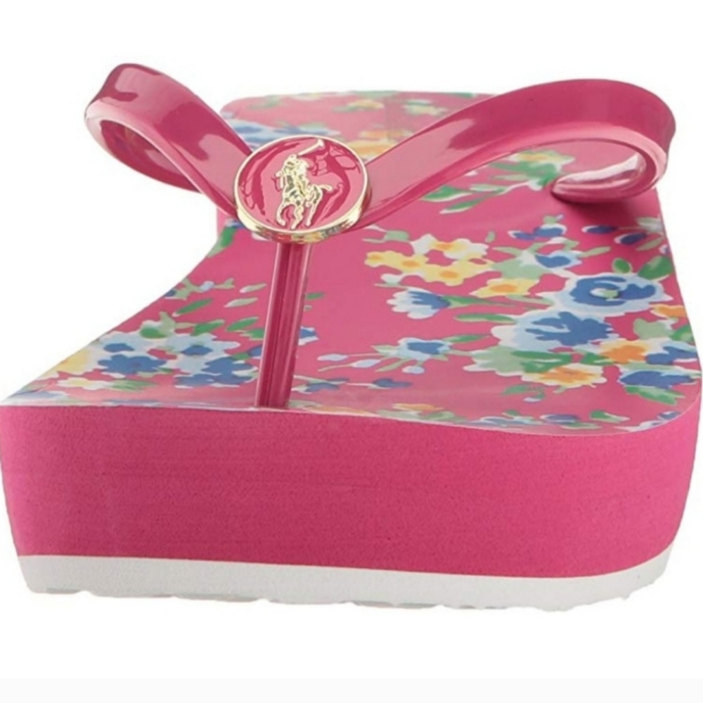 New Ralph Lauren Borolla Wedge Flip Flop Size 6 Big Girls Women's 7.5 - Picture 1 of 4